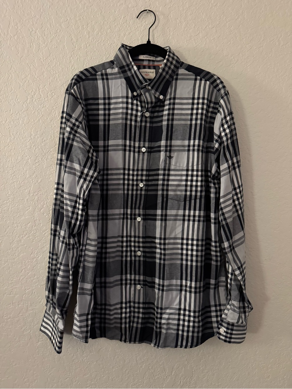 Dockers Black and White Plaid Button-Down Shirt